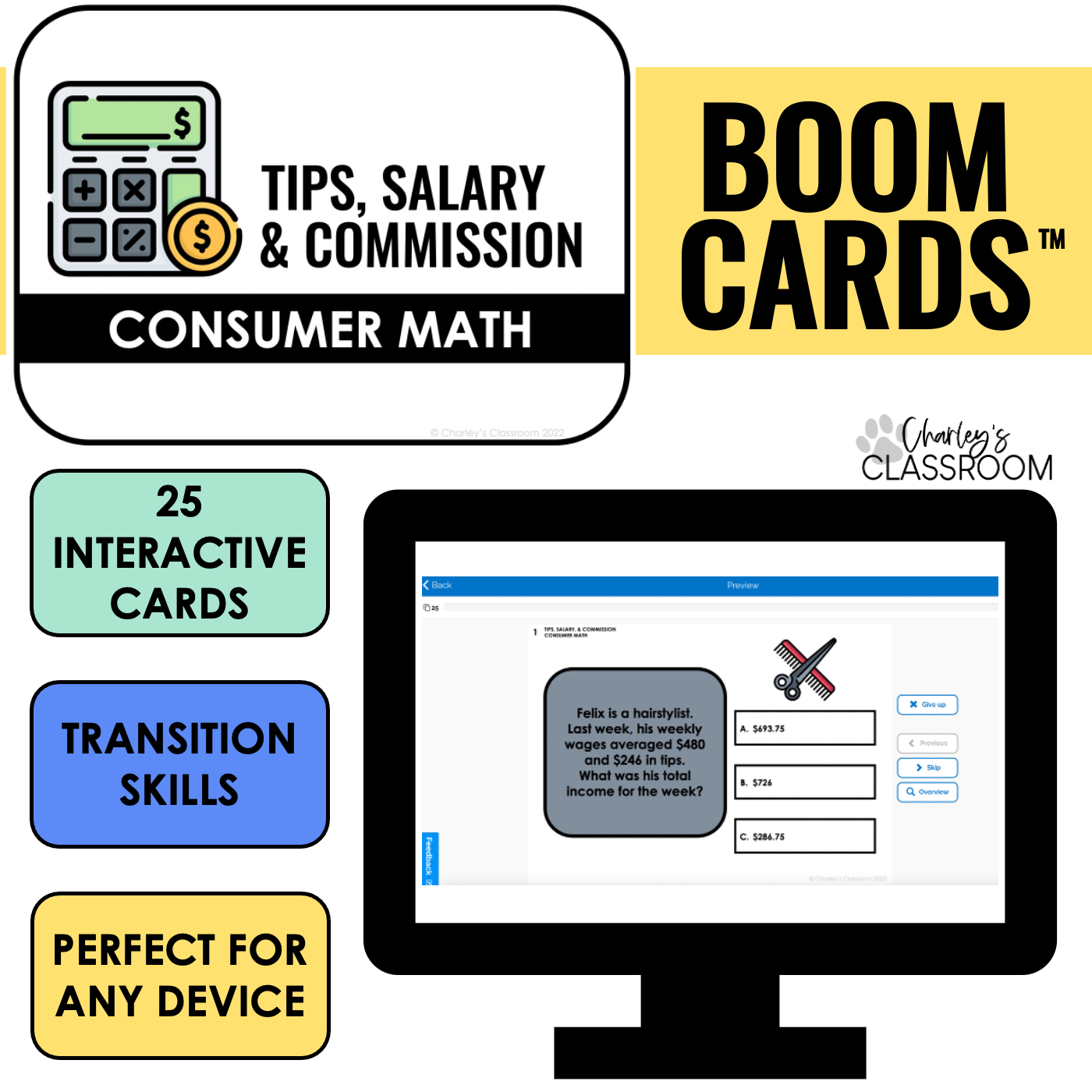 Tips, Salary, & Commission Consumer Math | BOOM Cards™