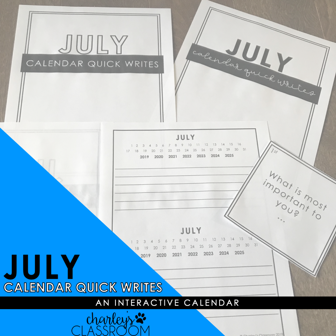 Calendar Quick Writes (July) | An Interactive Writing Calendar