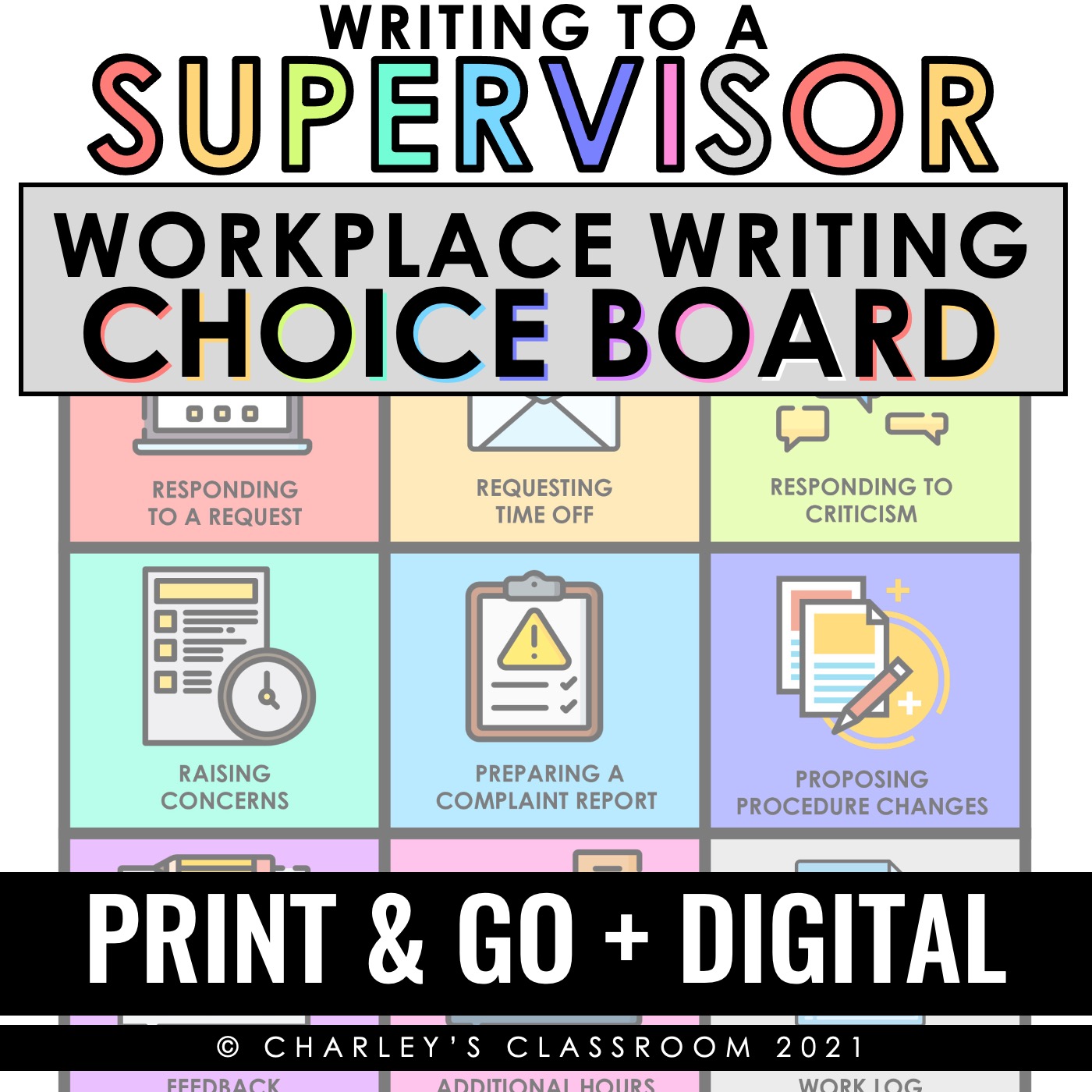 Writing to a Supervisor | Workplace Writing Choice Board