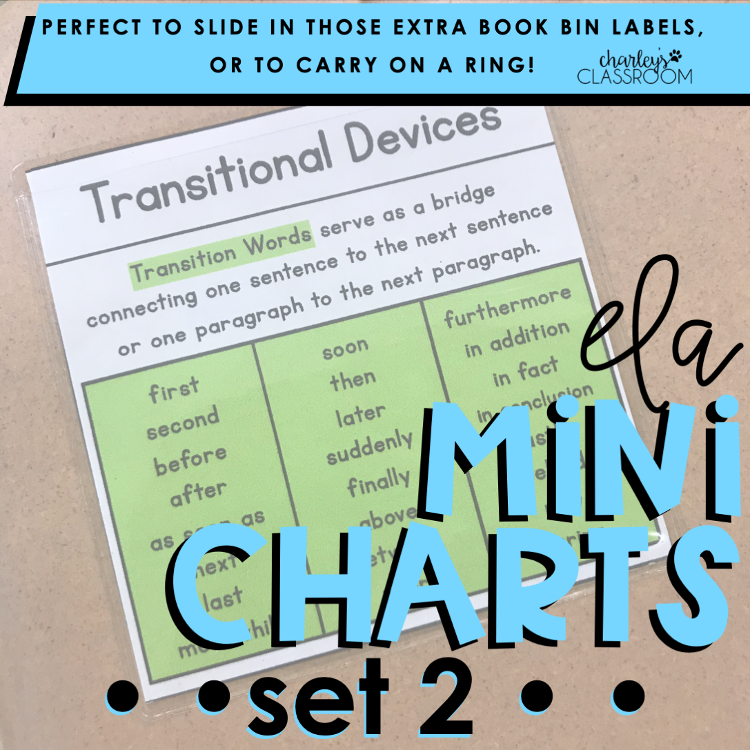 ELA Mini Charts Set 2 (Mini Anchor Charts) Charley's Classroom