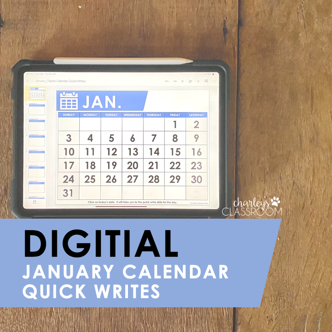 Digital Calendar Quick Write (January) | For Distance Learning