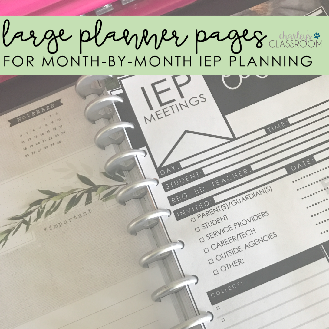 Large Planner Pages | For IEP Meetings