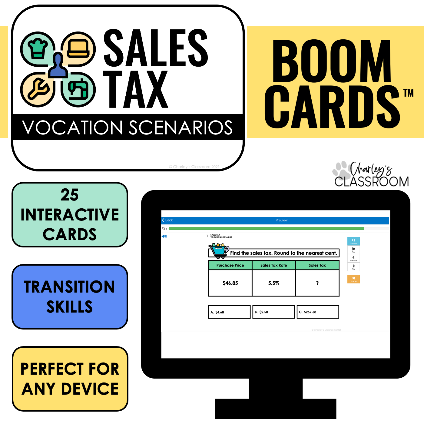 Sales Tax Vocation Scenarios | BOOM Cards™