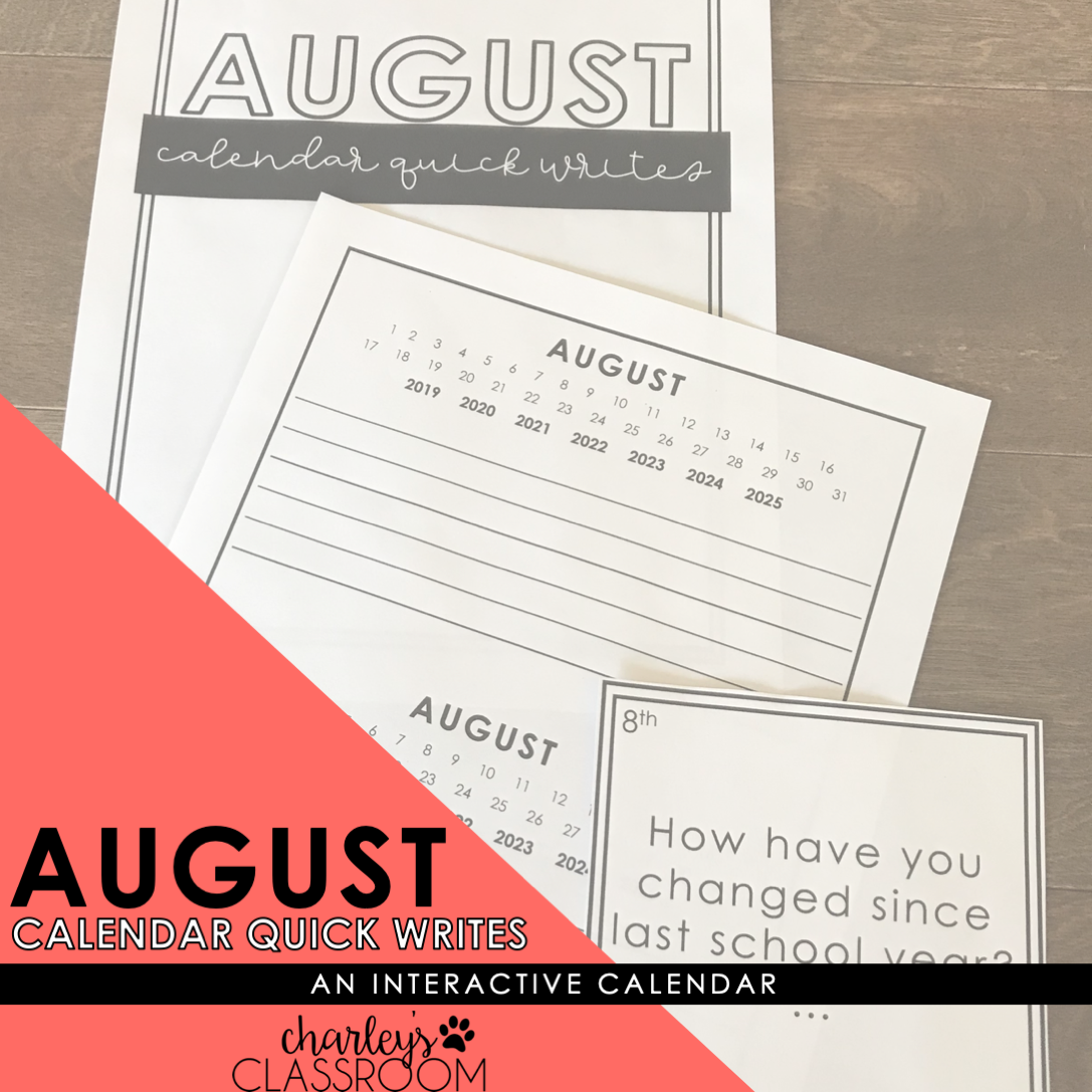 Calendar Quick Writes (August) | An Interactive Writing Calendar