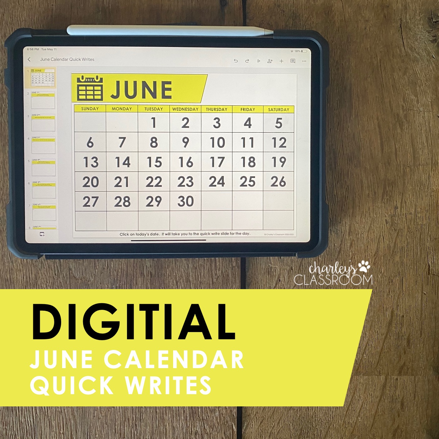 Digital Calendar Quick Write (June) | For Distance Learning