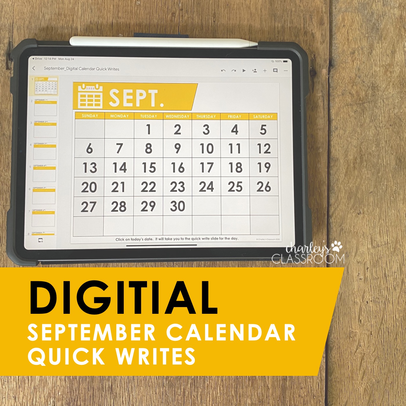 Digital Calendar Quick Write (September) | for Distance Learning
