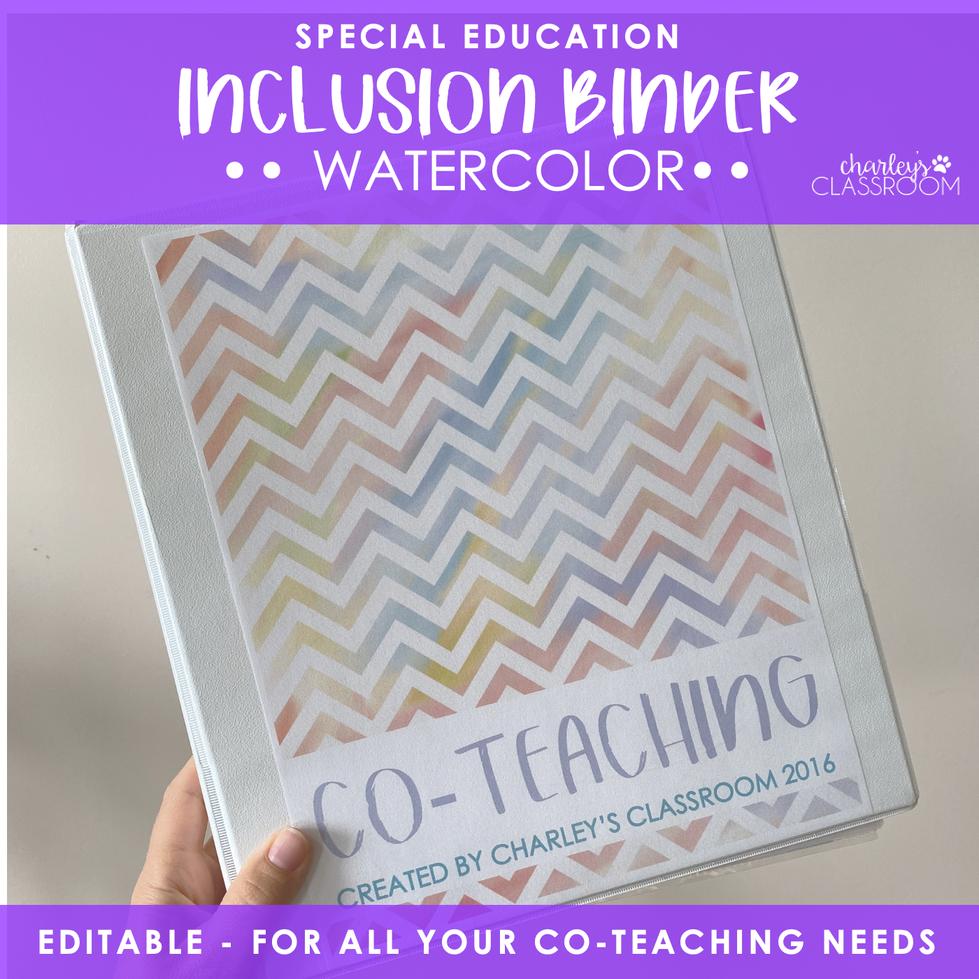 Inclusion Teacher Binder (Watercolors) | for Co-Teaching Special Education