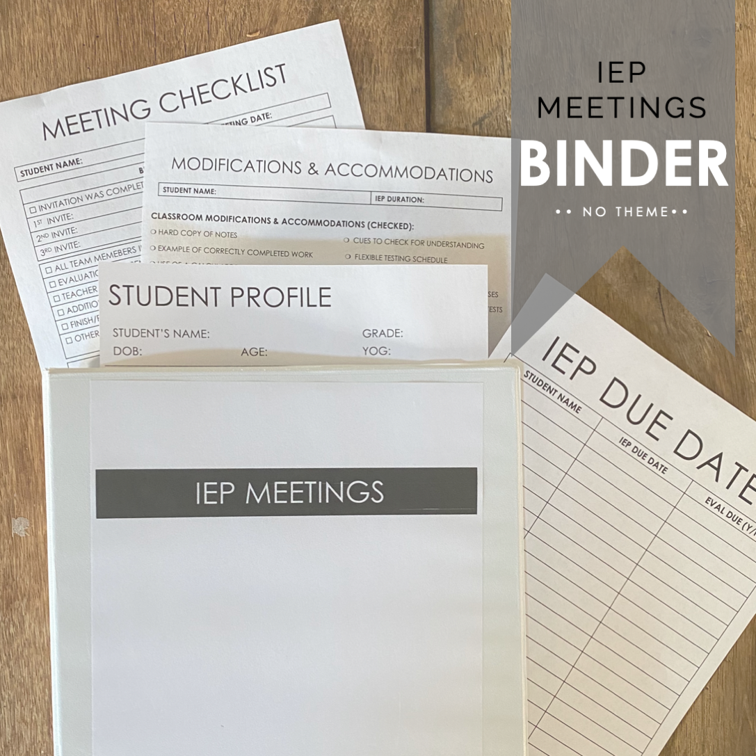 Editable & Digital IEP BINDER (No Theme) | Special Education