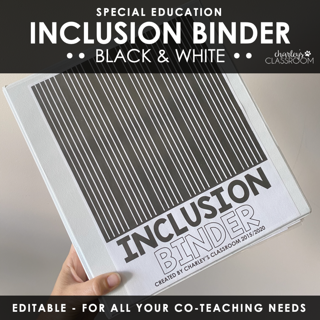 Inclusion Teacher Binder (Black & White) | for Co-Teaching Special Education
